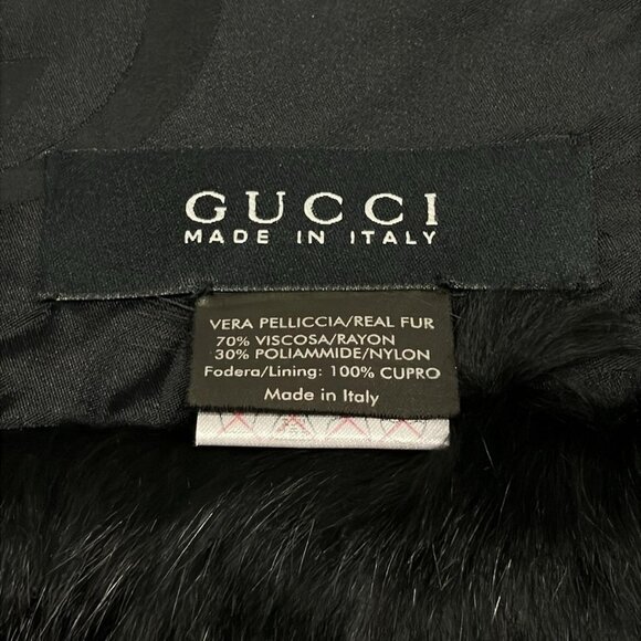 Auth GUCCI - 149111 XP141 Black Rabbit (Lapin) Rayon Scarf - Picture 5 of 7